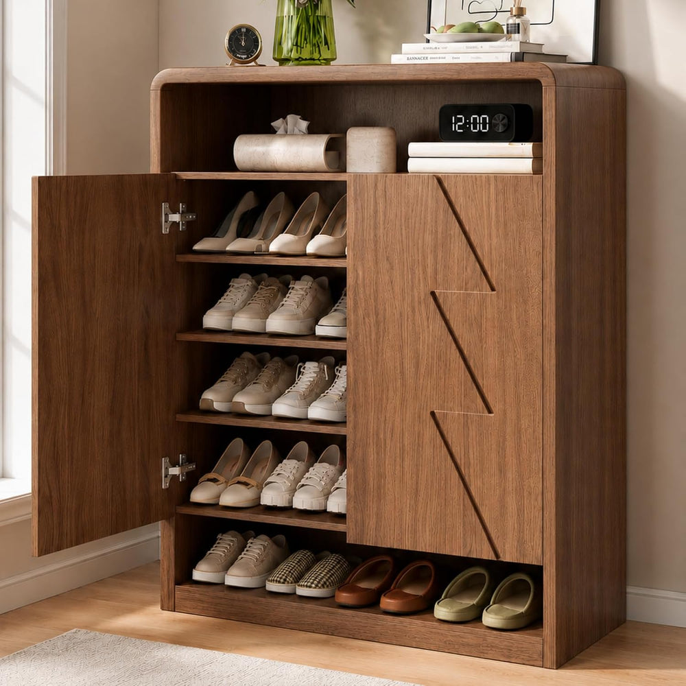 Loomie Extra 47'' Tall Walnut 6-Tier Shoe Cabinet for Entryway (30 Pa...
