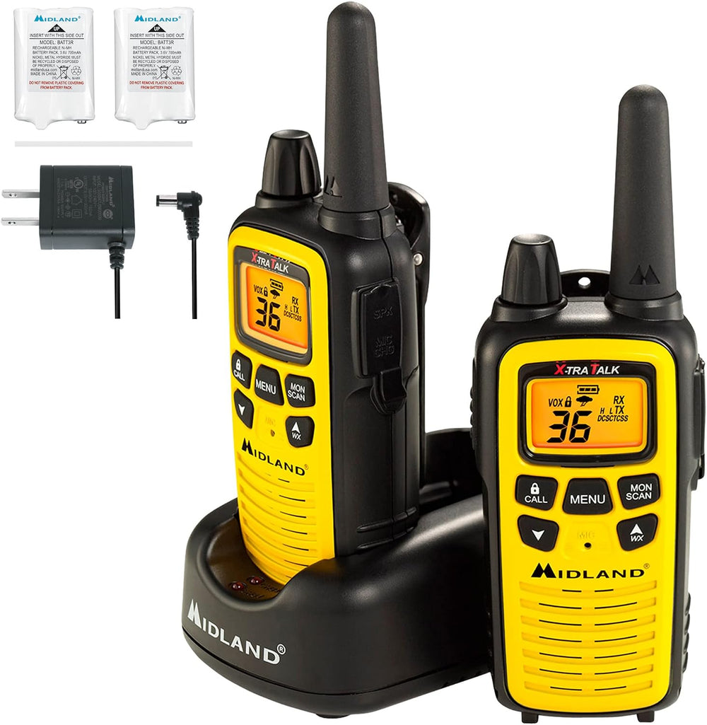 Midland LXT630VP3 FRS License Free Walkie Talkies. Yellow, 2 Pack