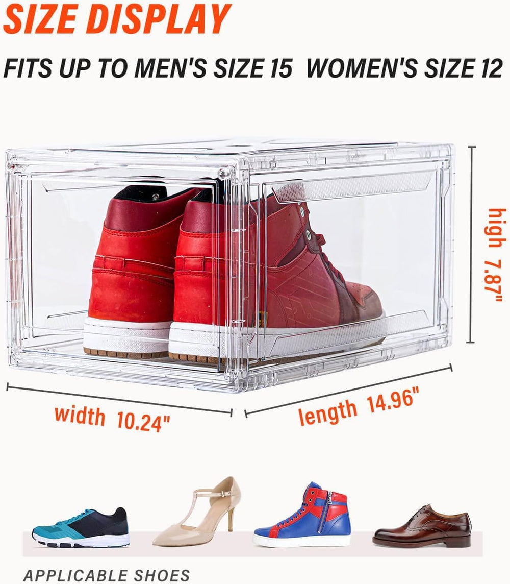 KDOR Shoe Boxes Clear Plastic Stackable 3 Pack Shoe Storage for Sneakerheads,...