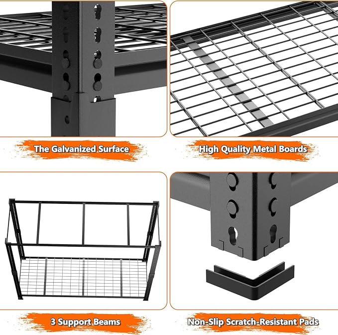 ROOMTEC Garage Shelving, 3300 LBS Capacity Storage Shelves Heavy Duty, 5 Tier
