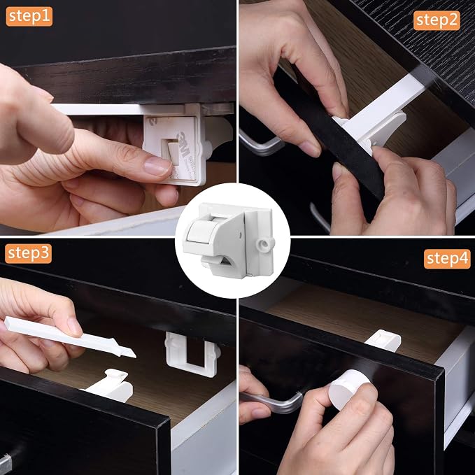 Vmaisi Adhesive Magnetic Locks for Cabinets & Drawers