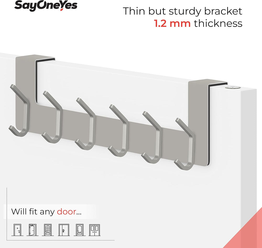 Brushed Nickel Over The Door Hooks, Heavy Duty Stainless Steel Door Hanger wi...