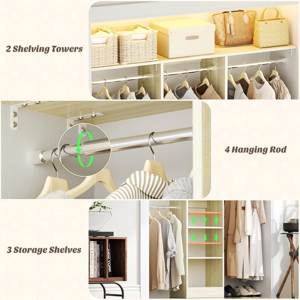 Cyclysio 4FT Closet System for Small Space, 80"H, White Oak