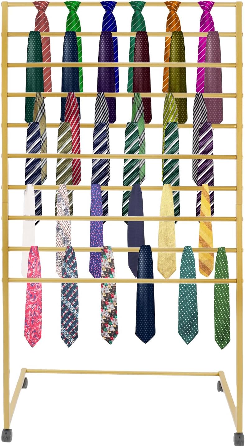 10 Tiers Rolling Display Tie & Scarf Rack Towel Belt Hanger