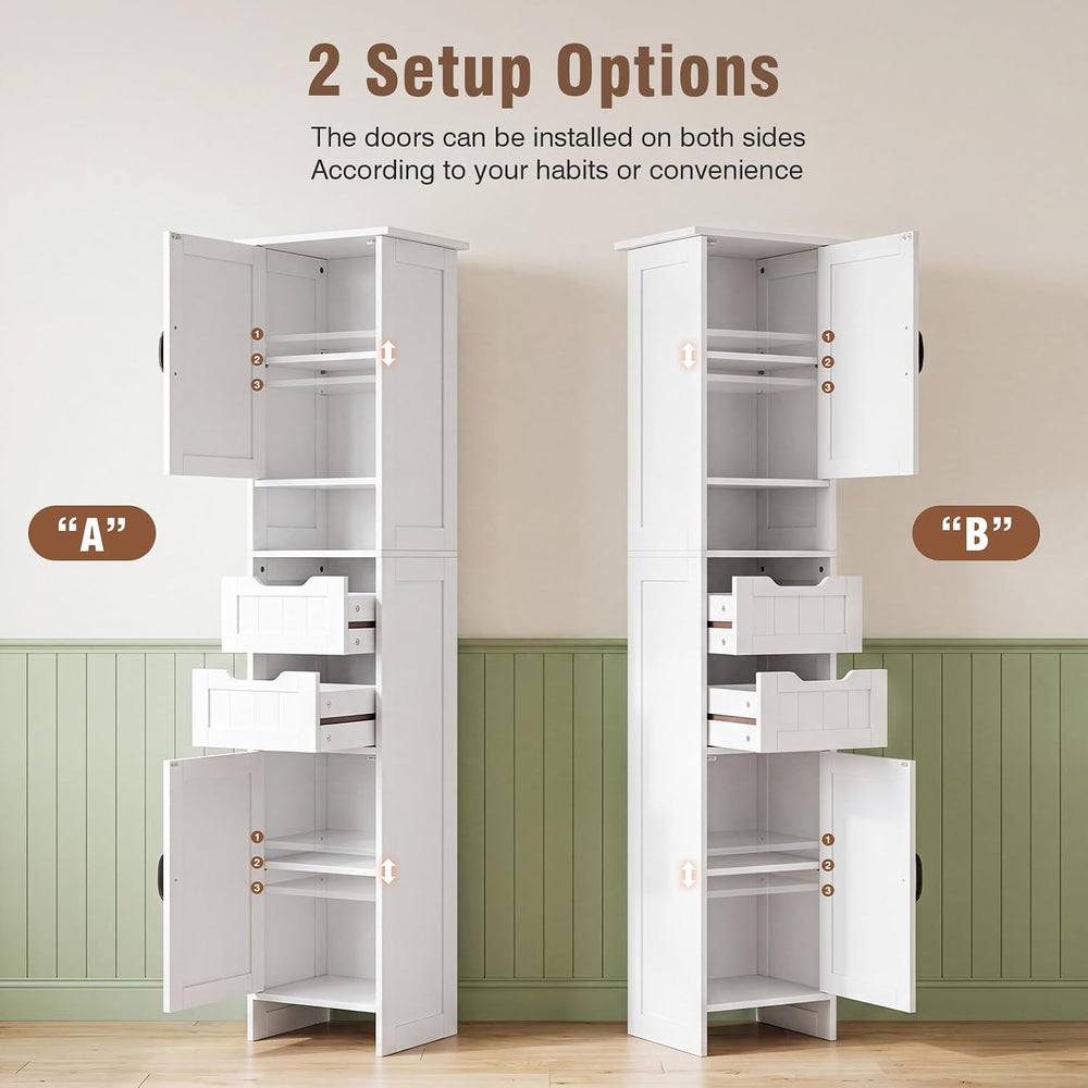67" Tall Bathroom Storage Cabinet, Narrow Bathroom Cabinet with 2 Doors,...