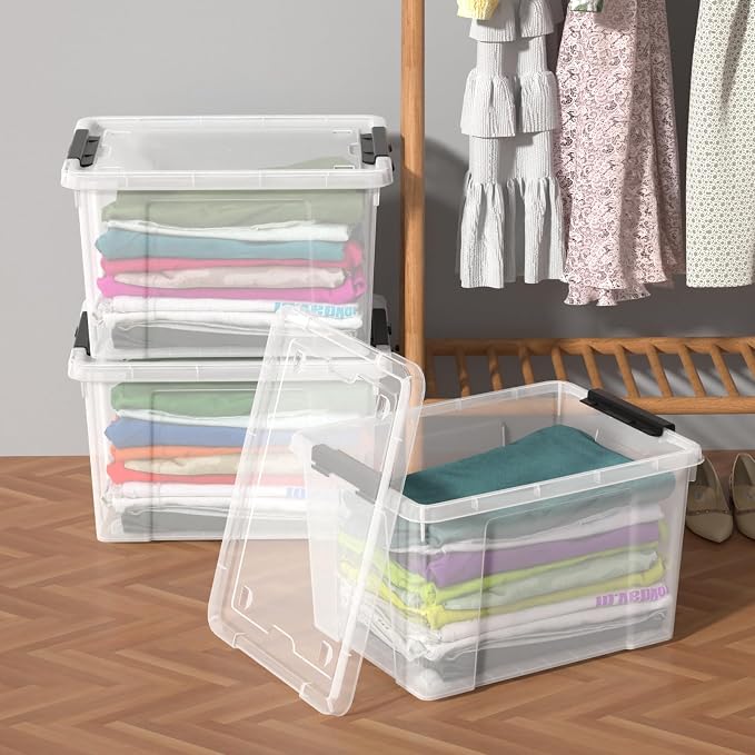 Zopnny 40 Quart Clear Latching Box (4 Pack)