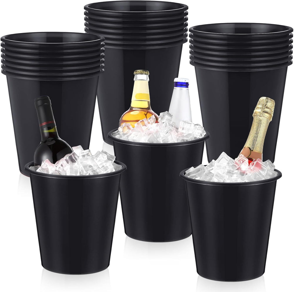 24 Pcs Plastic Ice Buckets for Parties 3 Liters Wine Bucket, Black