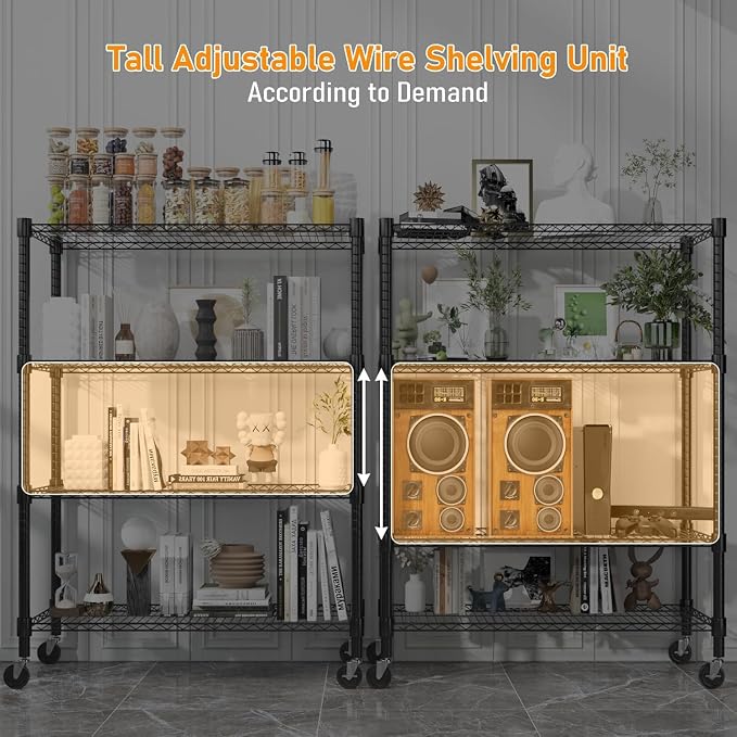 Himimi 72" H Storage Shelves 4 Tier Metal Shelving Adjustable Wire Shelf