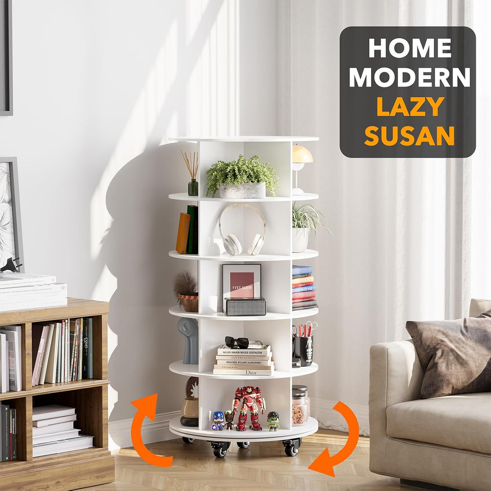 SpaceAid Spinning Shoe Rack with Wheels, 5 Tier Rotating Organizer Shoe Tower...