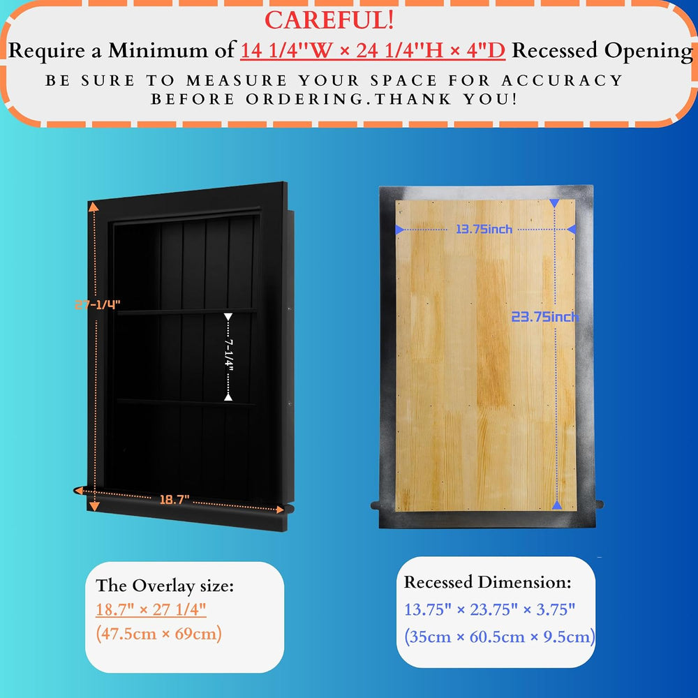 14 x 24 Medicine Cabinet Recessed, Wall Niche, Bathroom Wall Cabinet, 3-Tier,...