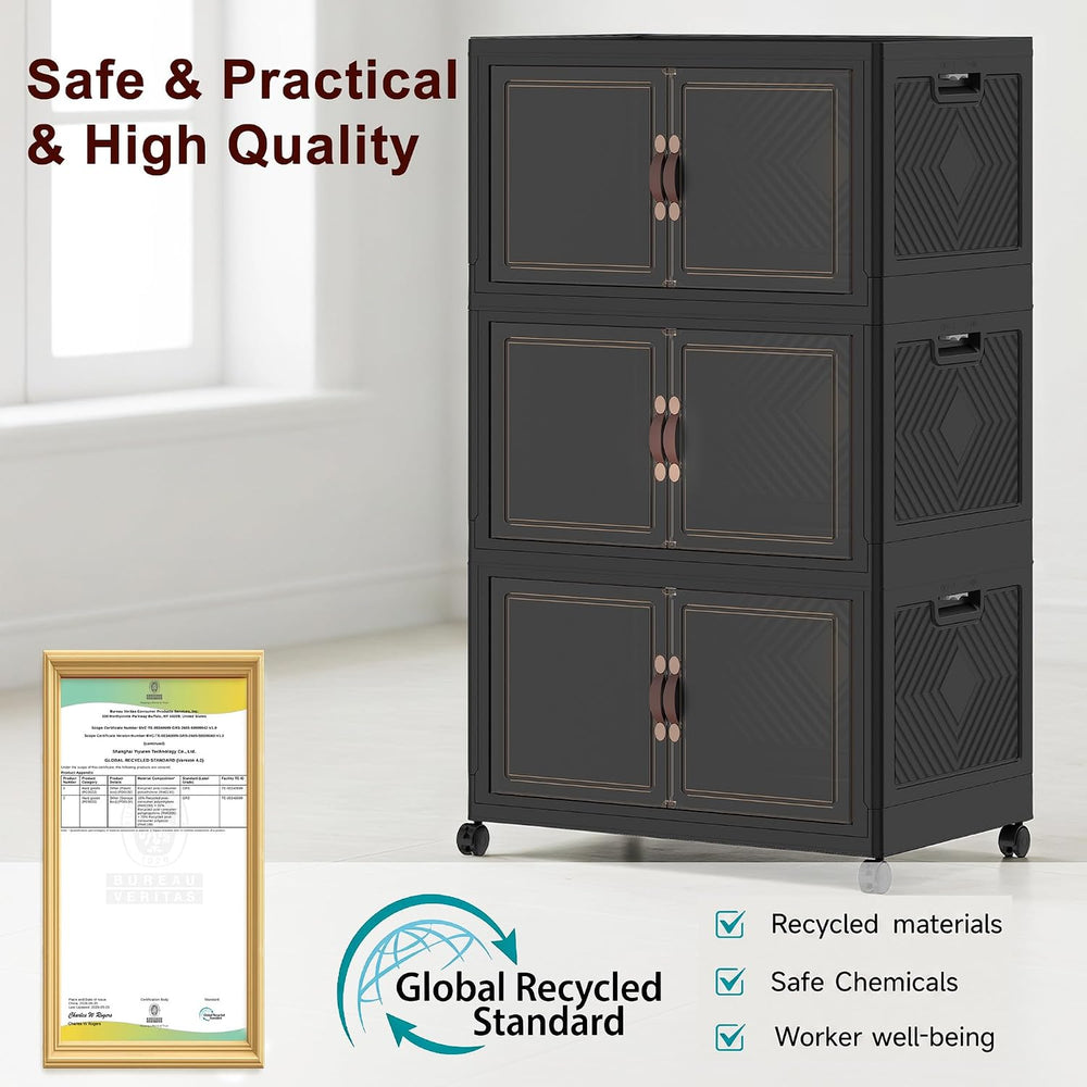 Stackable Storage Bins with Lids, 550QT Lockable Storage Cabinet