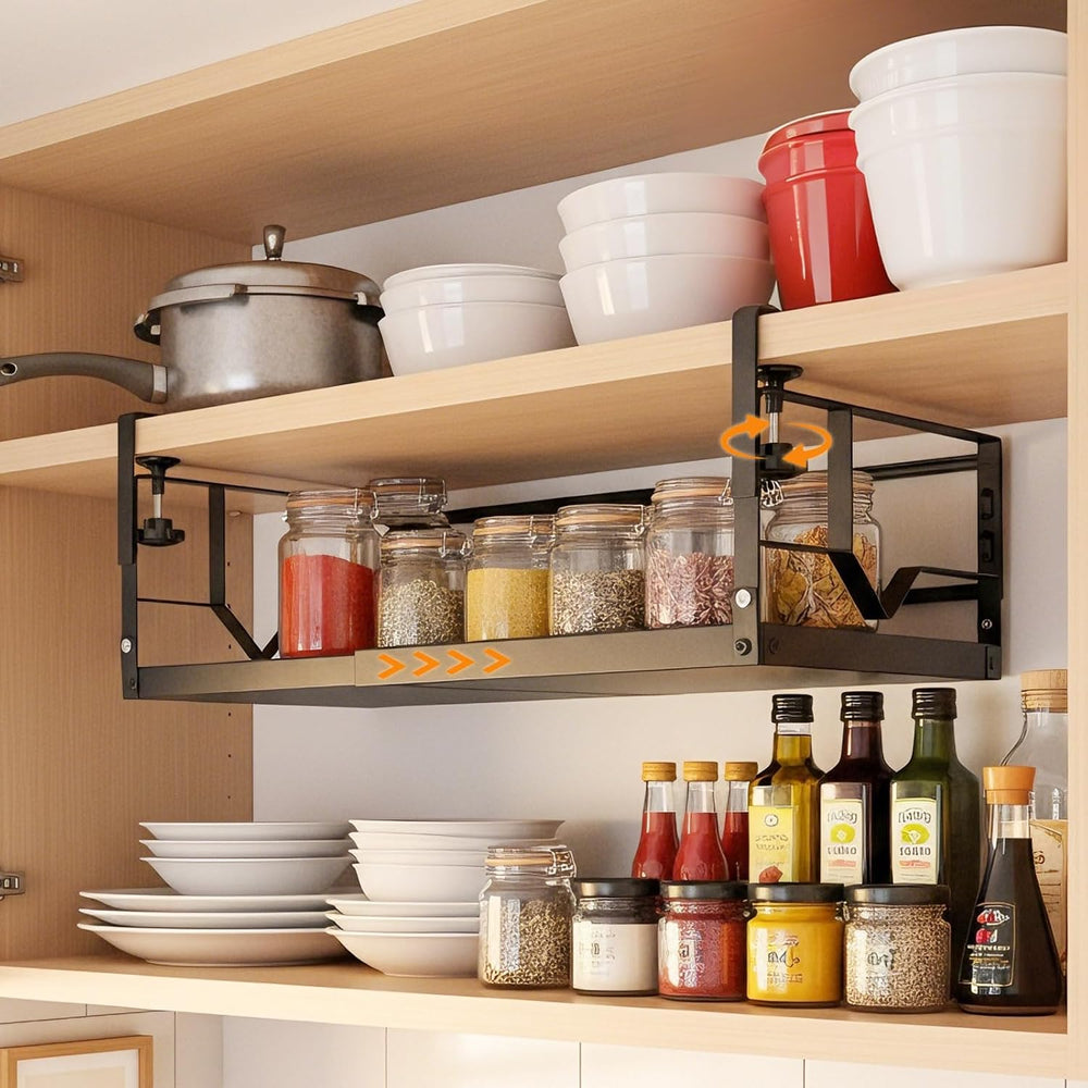 WELTOKE Under Shelf Storage Basket Organizer, Expandable Under Cabinet Shelf,...