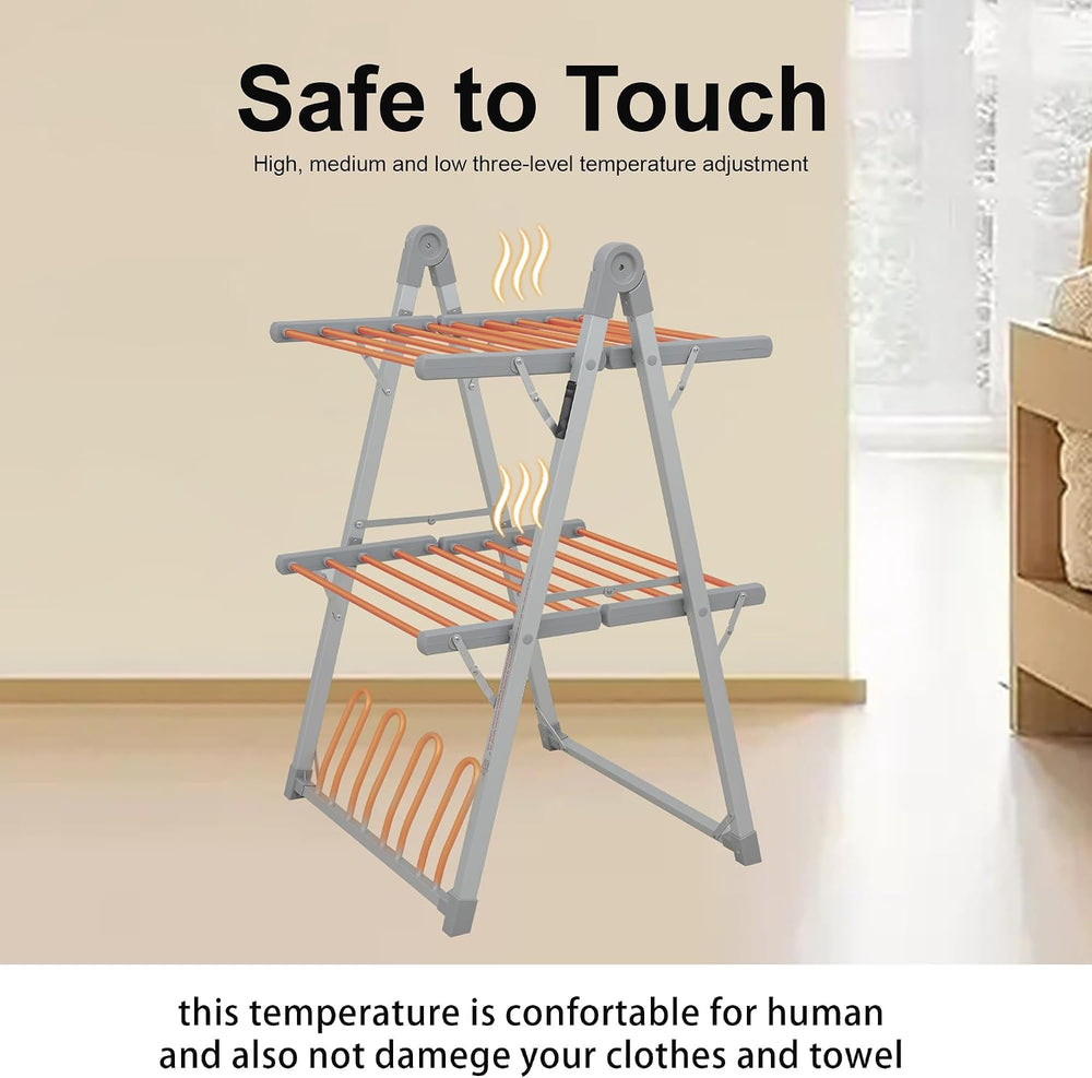 Heated Clothes Drying Rack Foldable Timer Shoes Socks,Silvery Gray