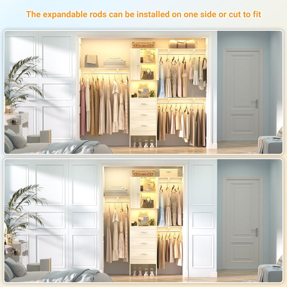 Armocity 96 Inches Closet System with Doors, 8FT Walk In Closet Organizer wit...