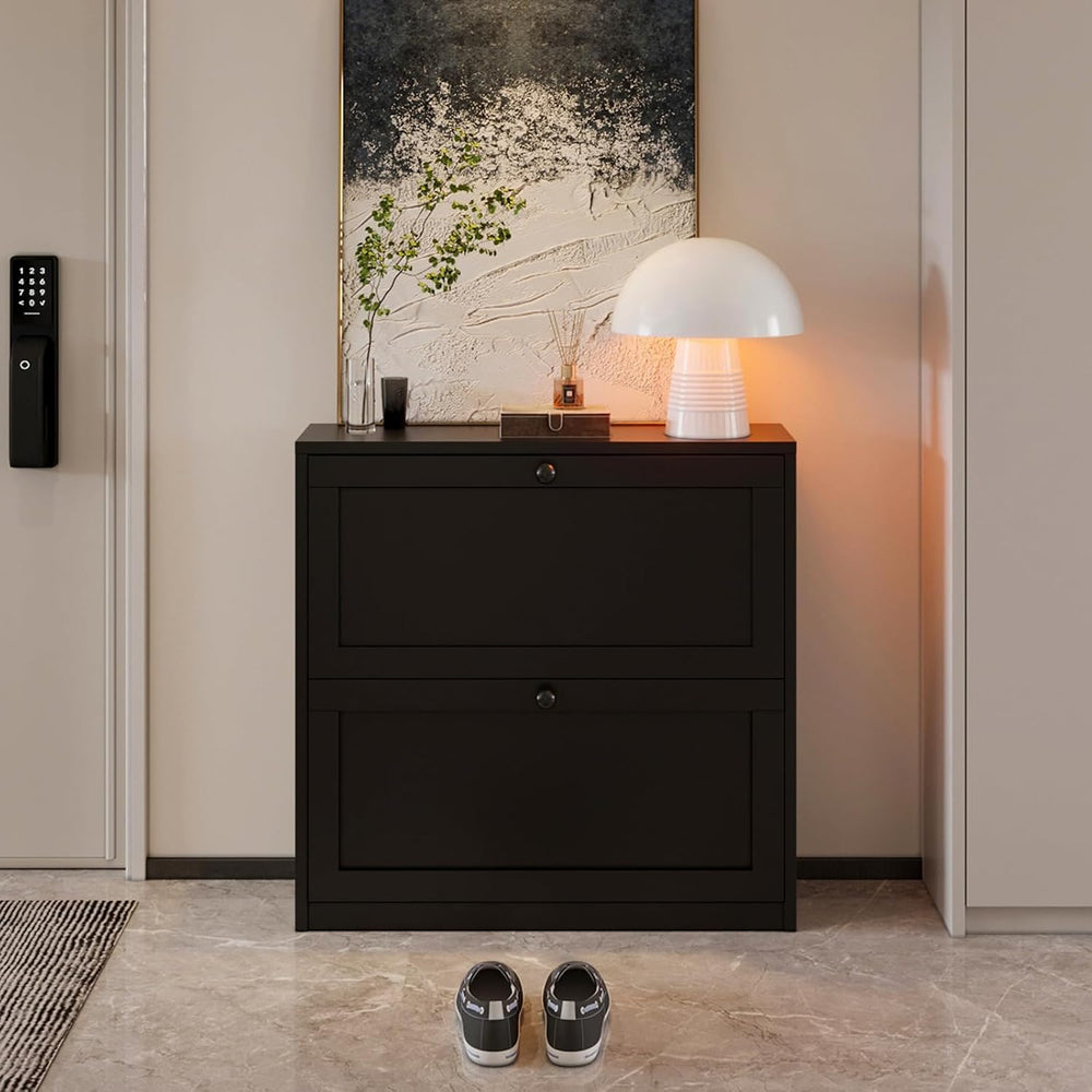 VOWNER Shoe Cabinet with 2 Flip Drawers, Freestanding Shoe Storage Cabinet wi...