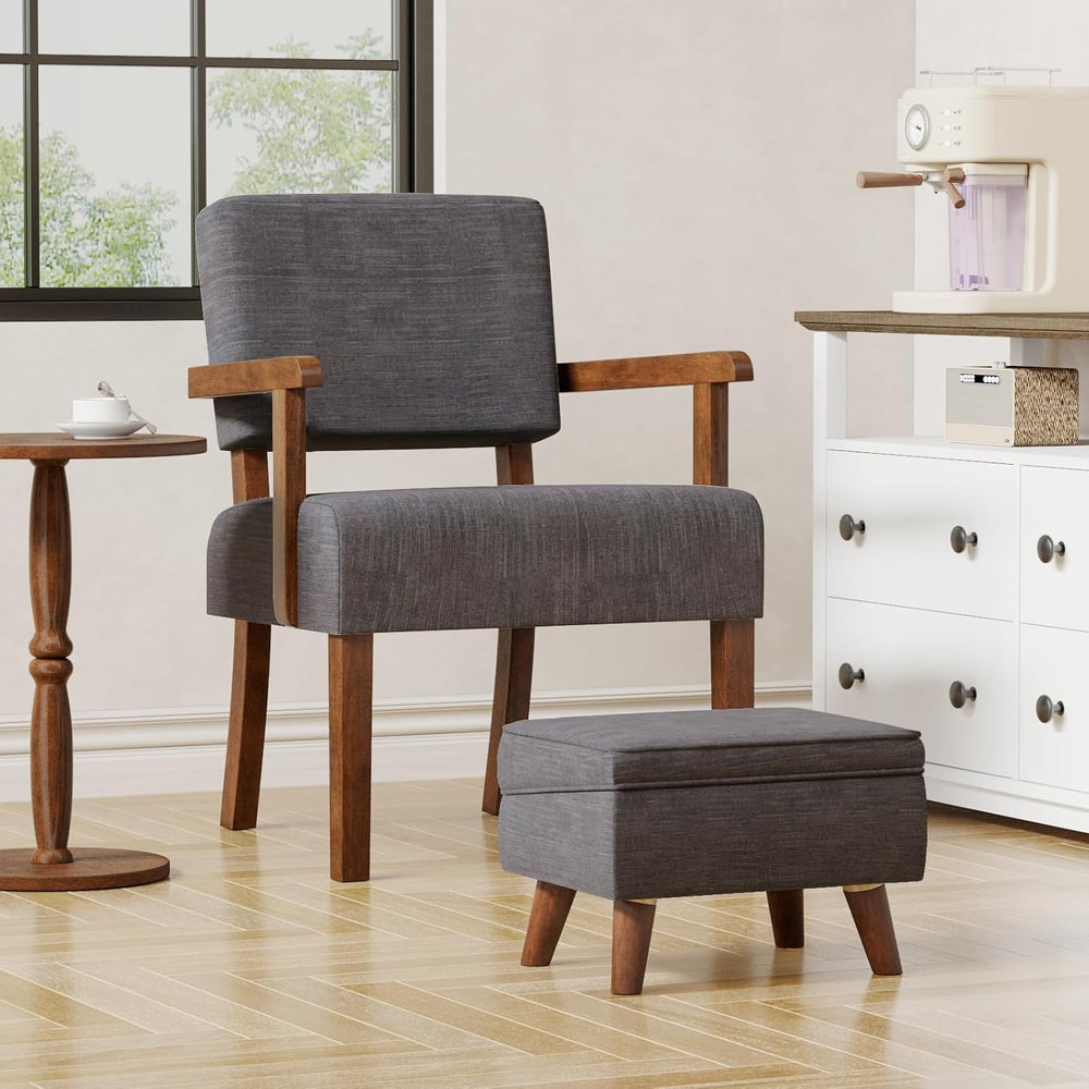 FAGAGA Small Footstool Ottoman with Adjustable Lid, Storage Ottoman