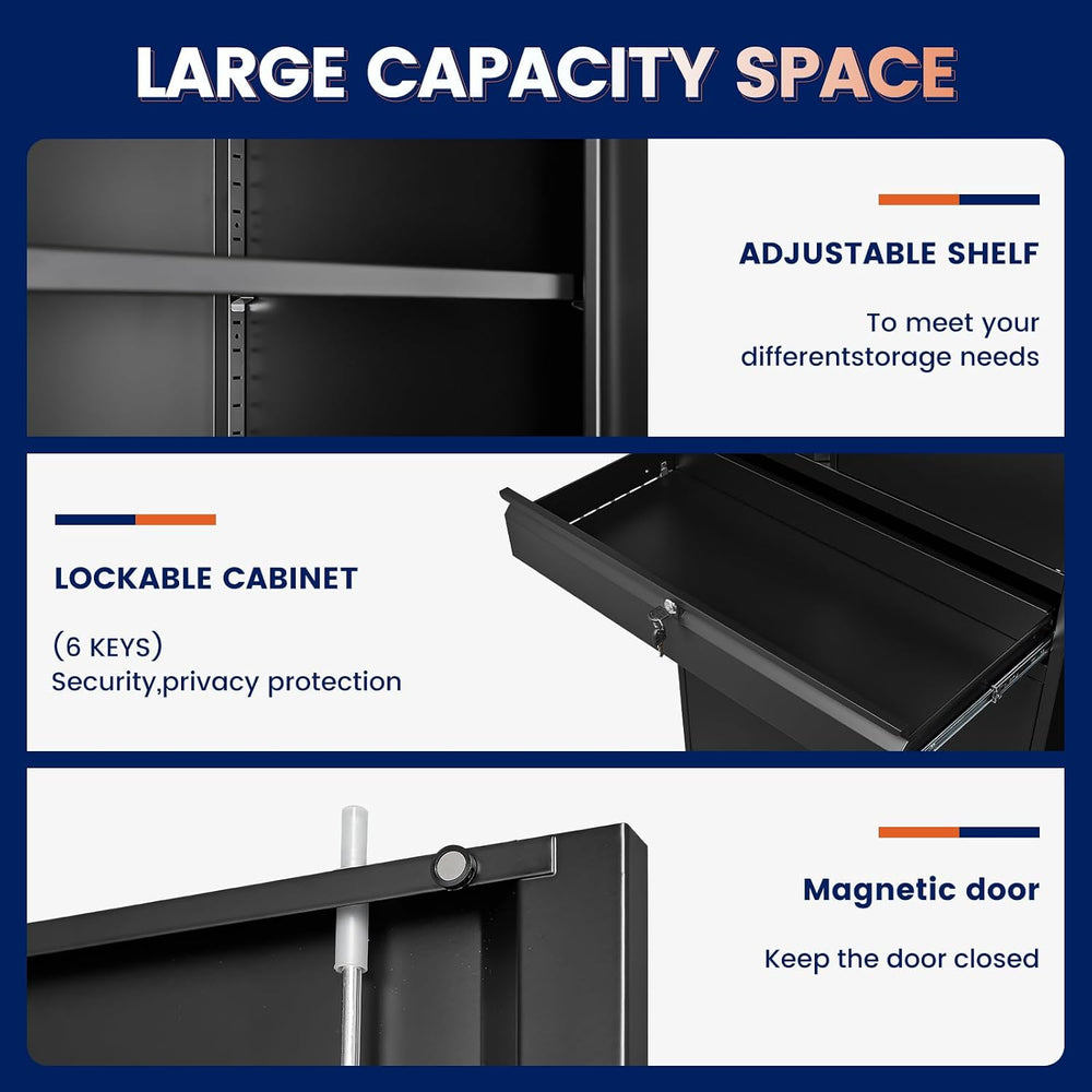 Yizosh Metal Garage Storage Cabinet with Locking Doors and Adjustable Shelves...