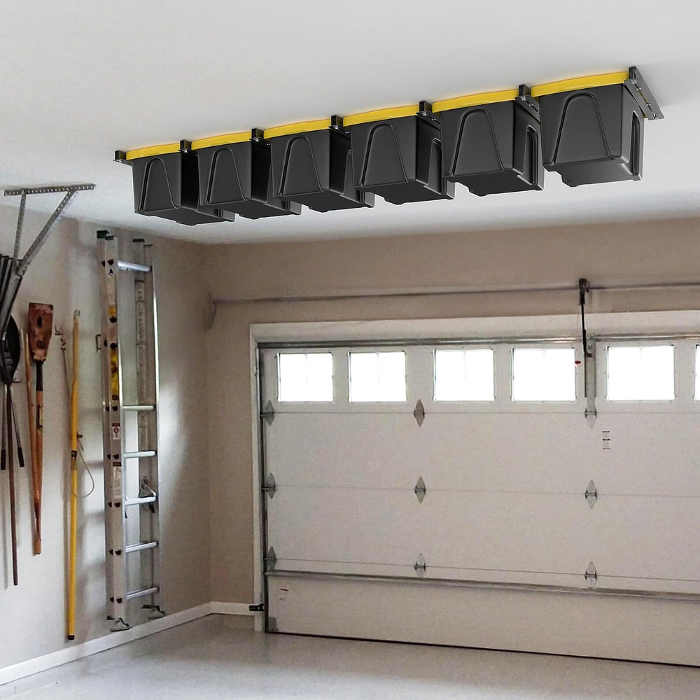 TORACK Garage Ceiling Bin Storage Rack, Overhead Tote Storage Rails