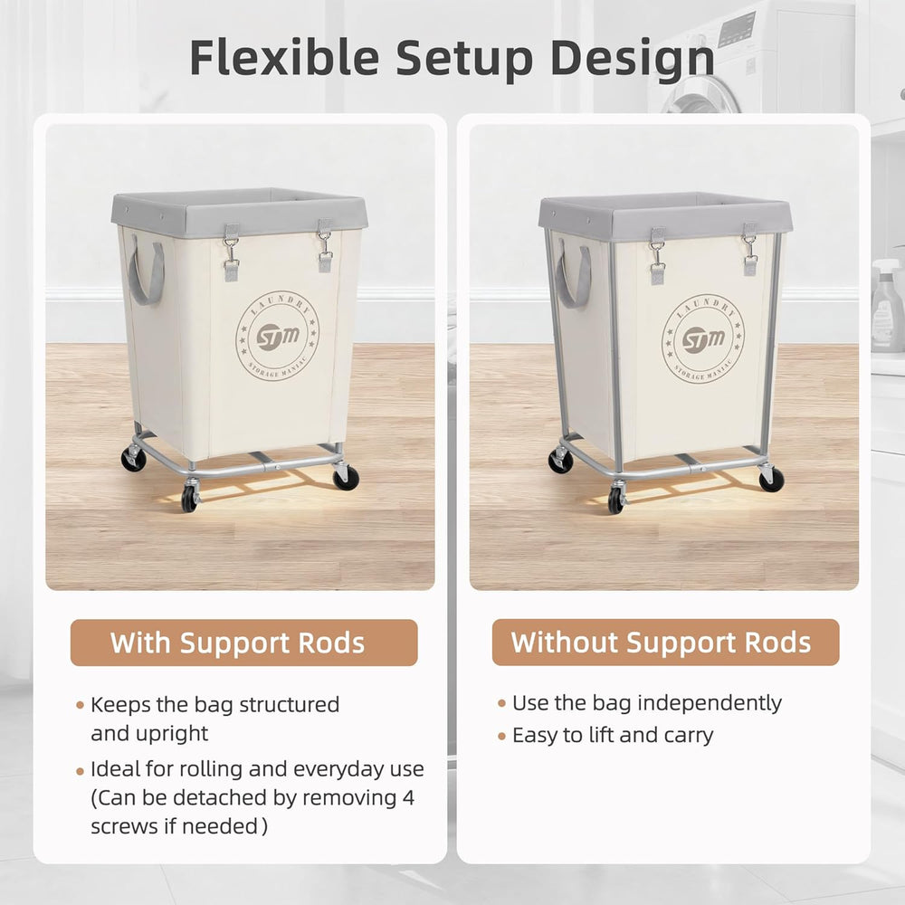 STORAGE MANIAC Commercial Laundry Hamper with Heavy Duty Steel Frame, 160 L I...
