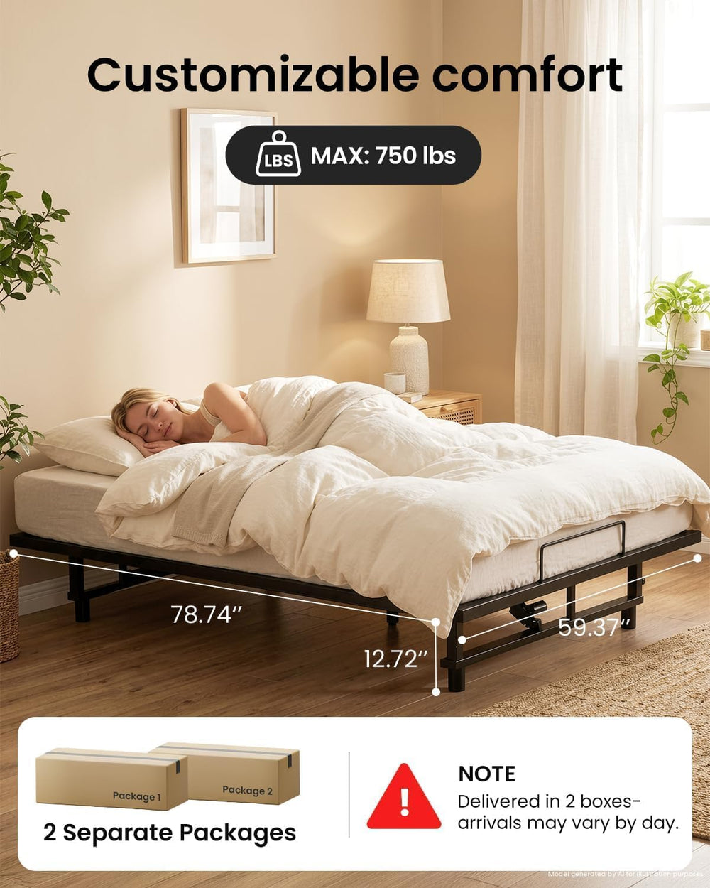 Mixcous Queen Adjustable Bed Base with Zero Gravity & Anti-Snore