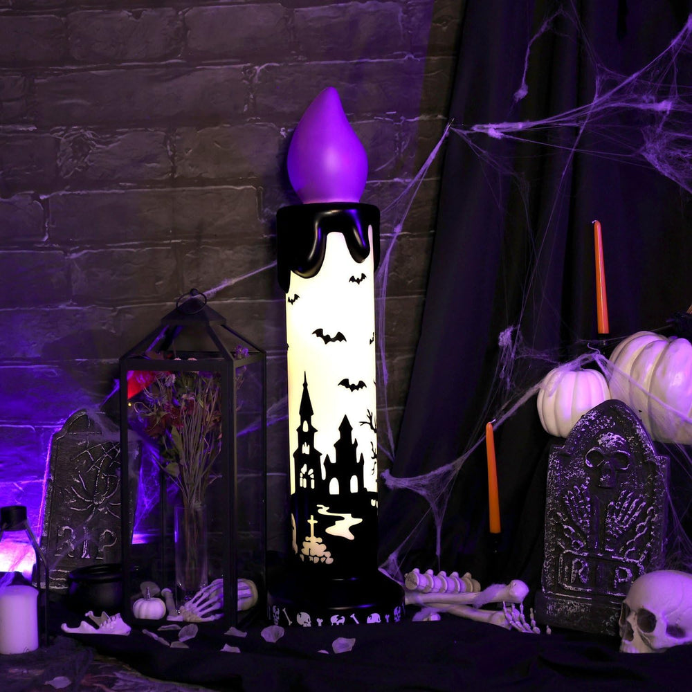 Haunted Hill Farm 3.3-Ft. Purple-Wick LED Candle Blow Mold for Halloween