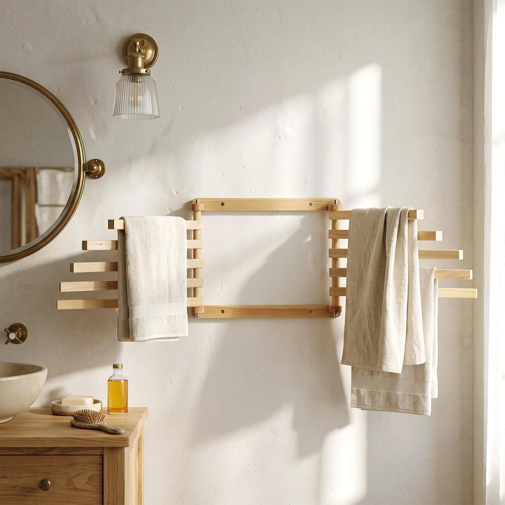 Novabright 1 Pcs Wood Foldable Wall Mounted Drying Rack, Original