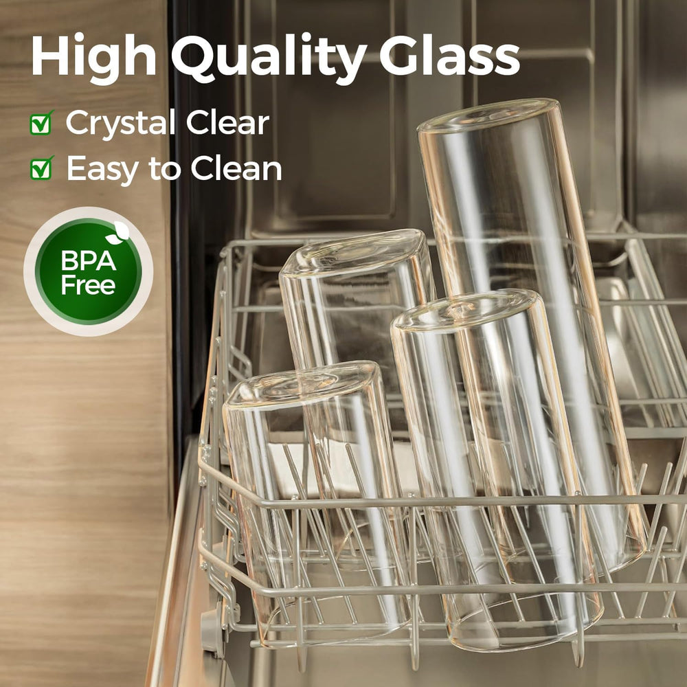 ComSaf Square Glass Containers with Lids 1.2 Qt, Set of 9 Pantry Glass Jars
