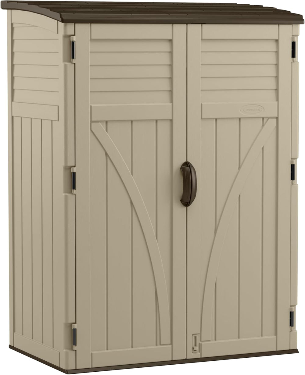 Suncast Outdoor Storage Shed, Water Resistant Resin Vertical Outdoor Storage ...
