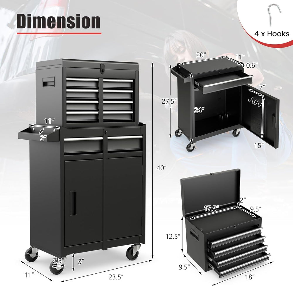 Goplus Tool Chest, 5 Drawers Rolling Tool Cabinet with Detachable Top Toolbox...