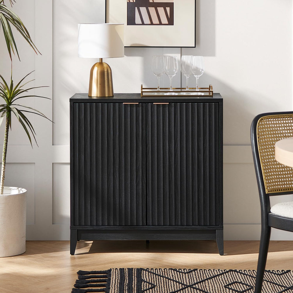 mopio Brooklyn Fluted Storage Cabinet, Modular Accent Buffet Sideboard with A...