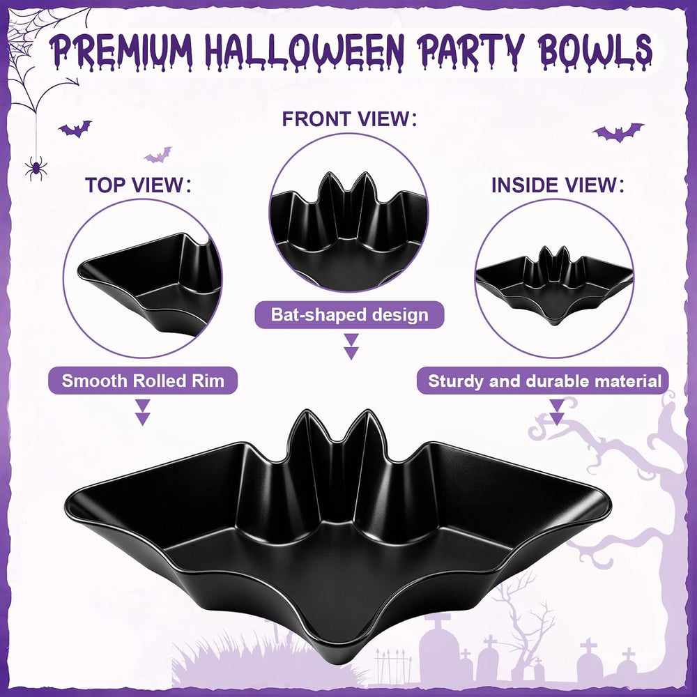 Honeydak 36 Pcs Halloween Candy Bowl, Plastic Bat Shaped Serving Trays