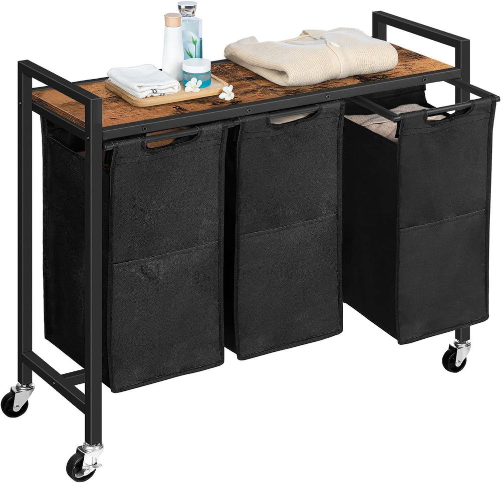 HOOBRO Laundry Sorter 3 Section, Laundry Hamper with Wheels, 3 × 11.5 Gal (43...