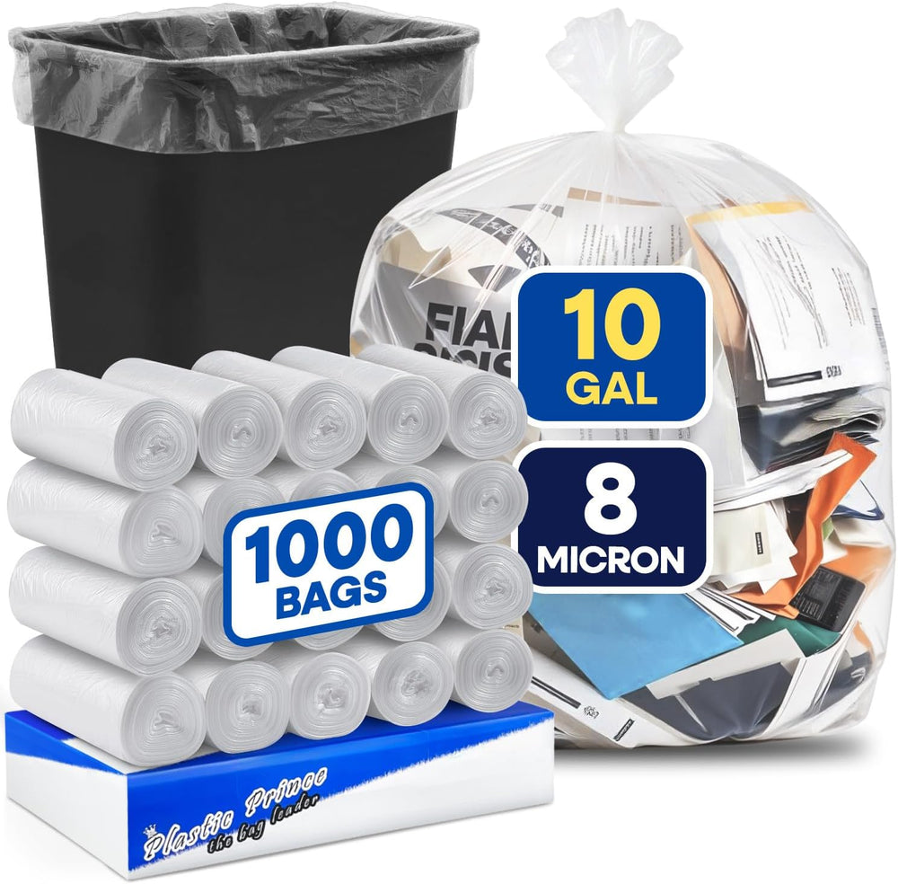 PLASTIC PRINCE 7-10 Gallon Trash Bags, Small Office Trash Bags, 8 Mic Waste B...