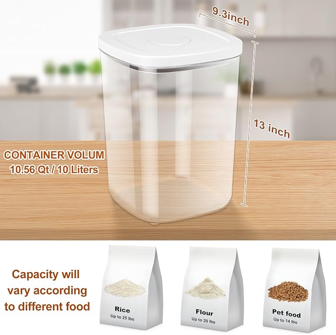 Airtight Rice Container 25 Lbs, Dry Food Holder