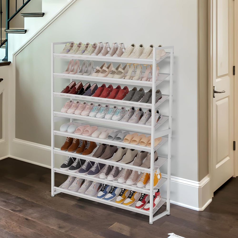 Large Shoe Rack 8 Tier Shoe Organizer, Heavy Duty Metal 4-Tier Stackable Shoe...