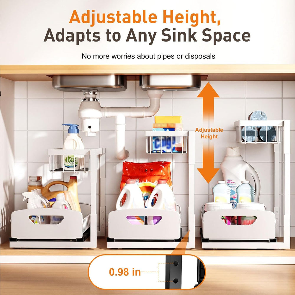 AIDIAM Under Kitchen Sink Organizer, Metal Pull Out Bathroom Organizers and S...