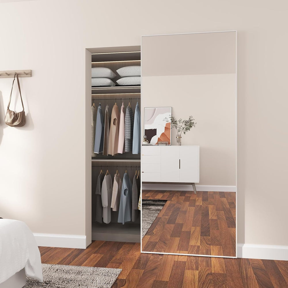 JUBEST 36in x 84in Mirrored Hidden Barn Door Concealed Door Soft Close