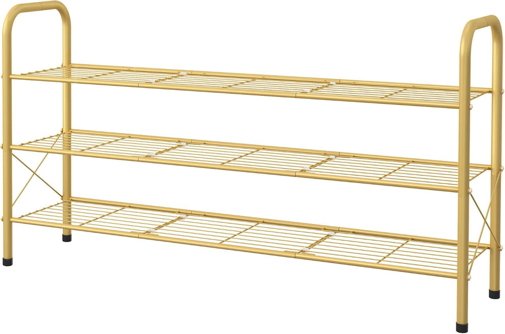 Hoctieon 3 Tier Mesh Style Shoe Rack, Entryway Shoe Shelf, Shoe Storage Organ...