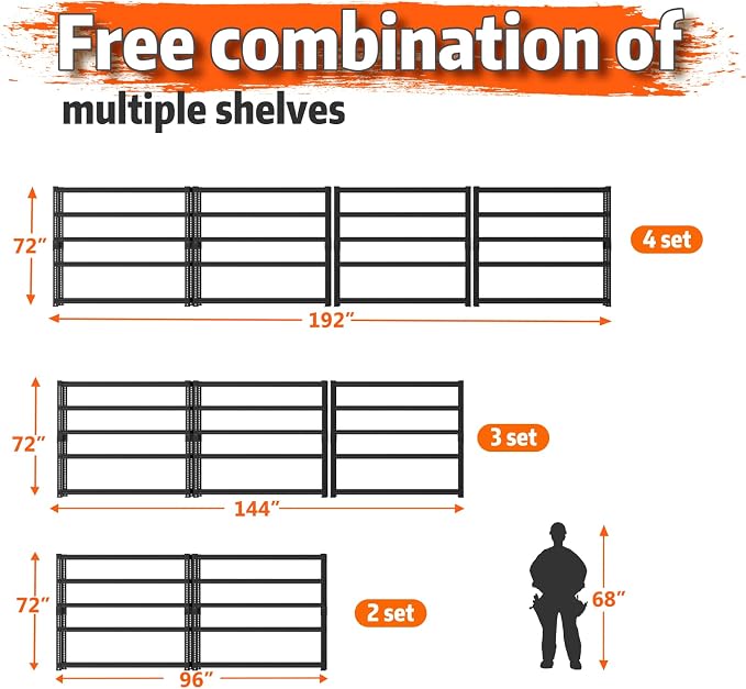 Storage Shelves Heavy Duty 2 PCS, 5-tier Adjustable Metal Industrial Utility
