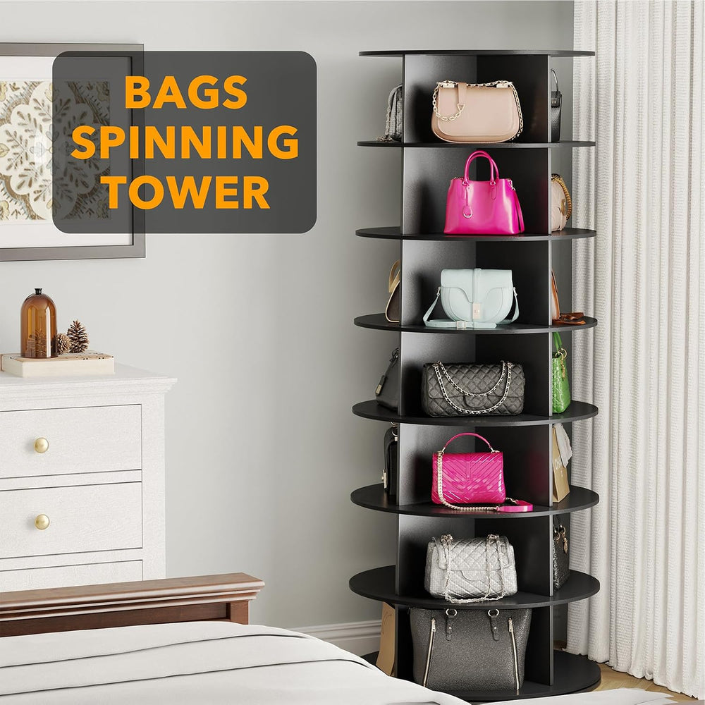 SpaceAid 7 Tier Rotating Shoe Rack Tower, Spinning Shoe Display Lazy Susan, R...