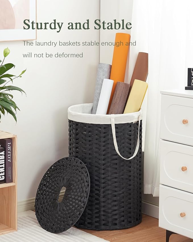 Large Laundry Hamper Laundry Basket Round 34.3 Gal Handwoven Wicker Laundry