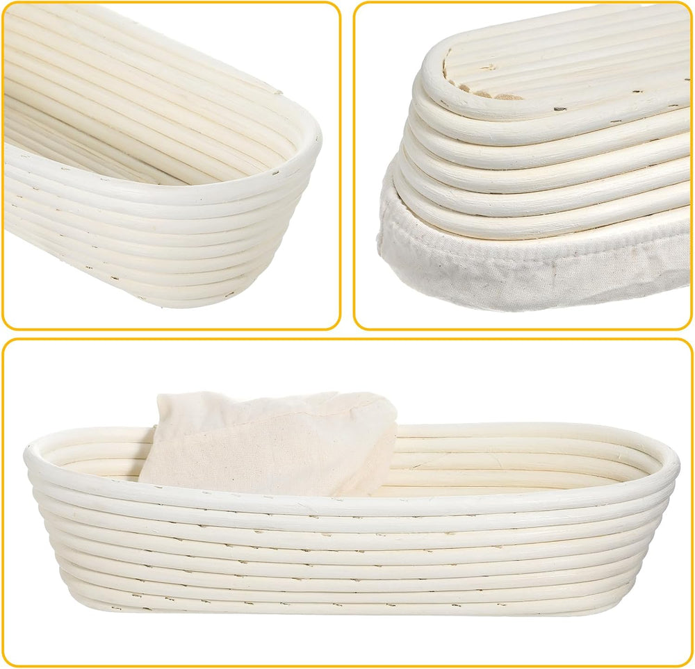 2 Pack 13 Inch Oval Bread Proofing Basket,Banneton Basket Bread Baking Bowl w...
