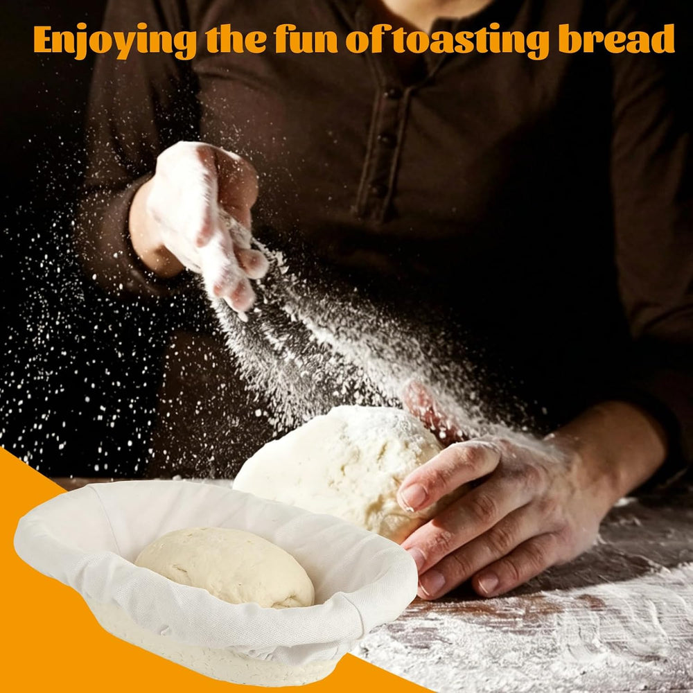 6 PCS 10 Inch Sourdough Proofing Basket with Removable Liner Cloth Oval Bread...