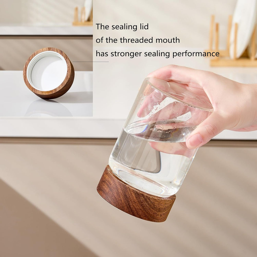 Sweejar 10-Piece Glass Storage Jar Set with Acacia Wood Lids, 5/8/16/32 oz, T...