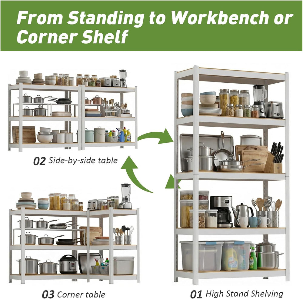 Durstruct 5 Tier White Metal Shelving Unit 1500LBS 24" W×16" D×60&q...