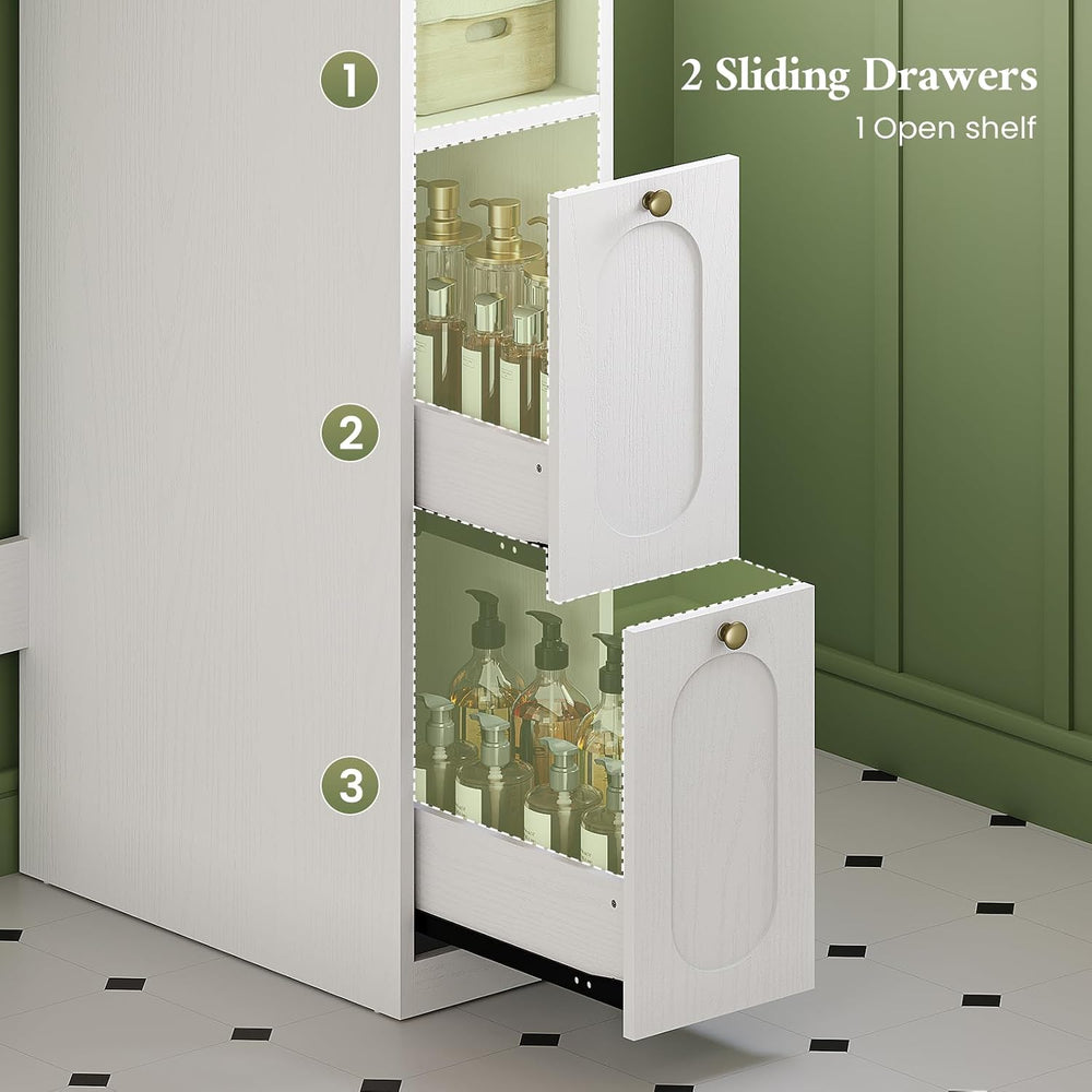 7-Tier L-Shaped Wooden Over the Toilet Storage Cabinet with Doors