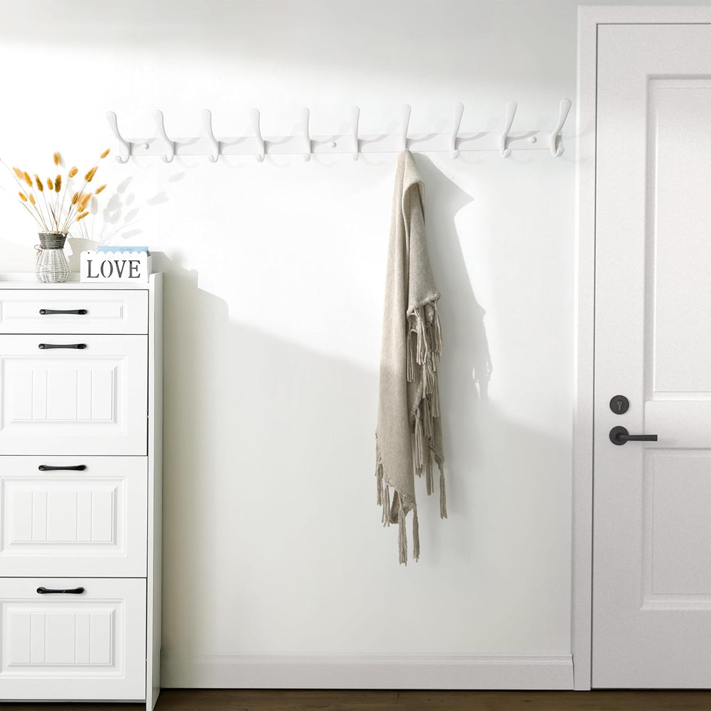 SKOLOO Wall Mounted Coat Rack - 10 Hooks, Heavy Duty, Stainless Steel, Metal ...