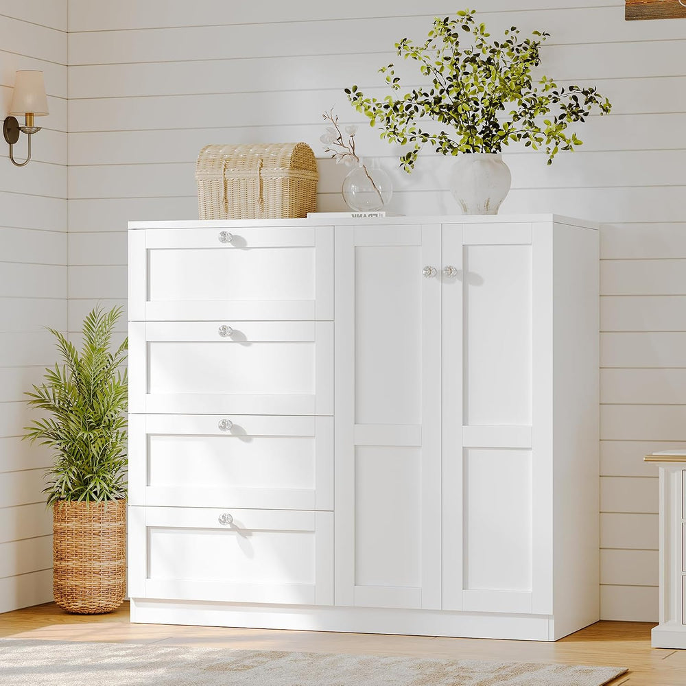 VOWNER 43''H Armoire Wardrobe Closet with 4 Drawers and 2 Doors