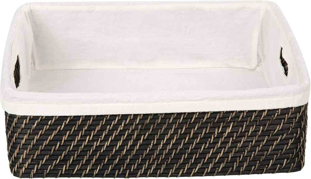 KOUBOO Rattan Shelf Basket with Liner, Black Wash