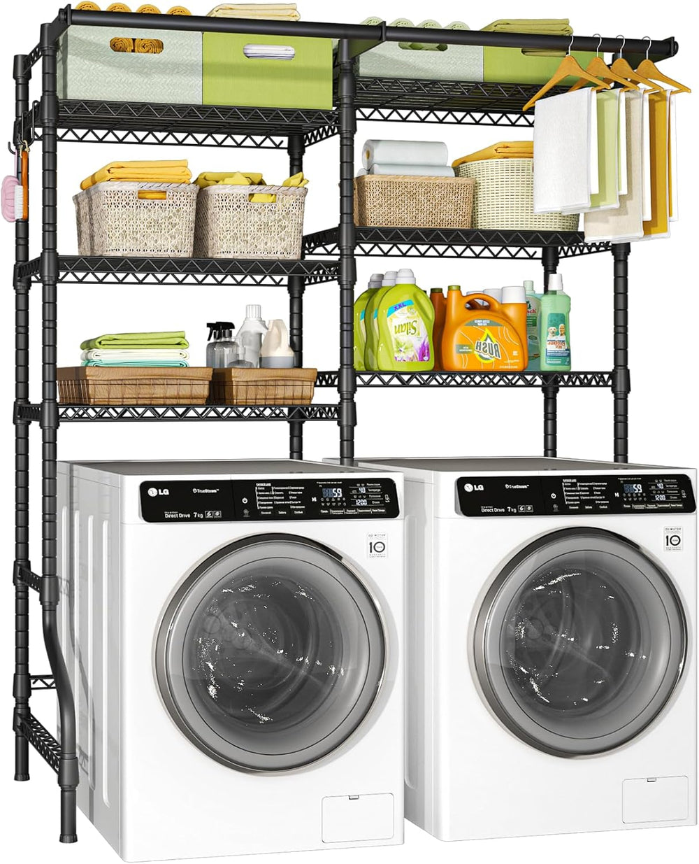 U13 Medium Over Washer and Dryer Storage Shelves, 6 Tiers Laundry Rack